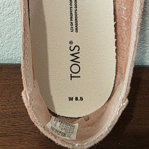 TOMS Sand Pink Suede Leather Wrap Women's Classics Alpargatas Sz 8.5 - Picture 7 of 8